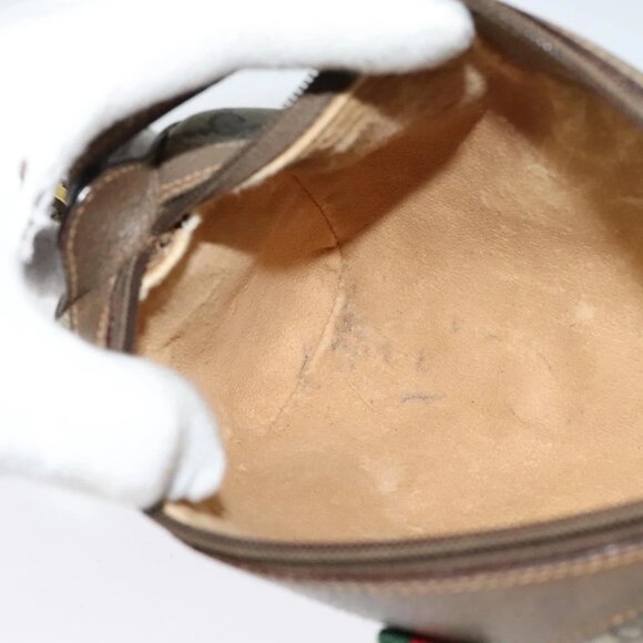 GUCCI GG Supreme Web Sherry Line Bag PVC Beige Gold - Picture 14 of 16